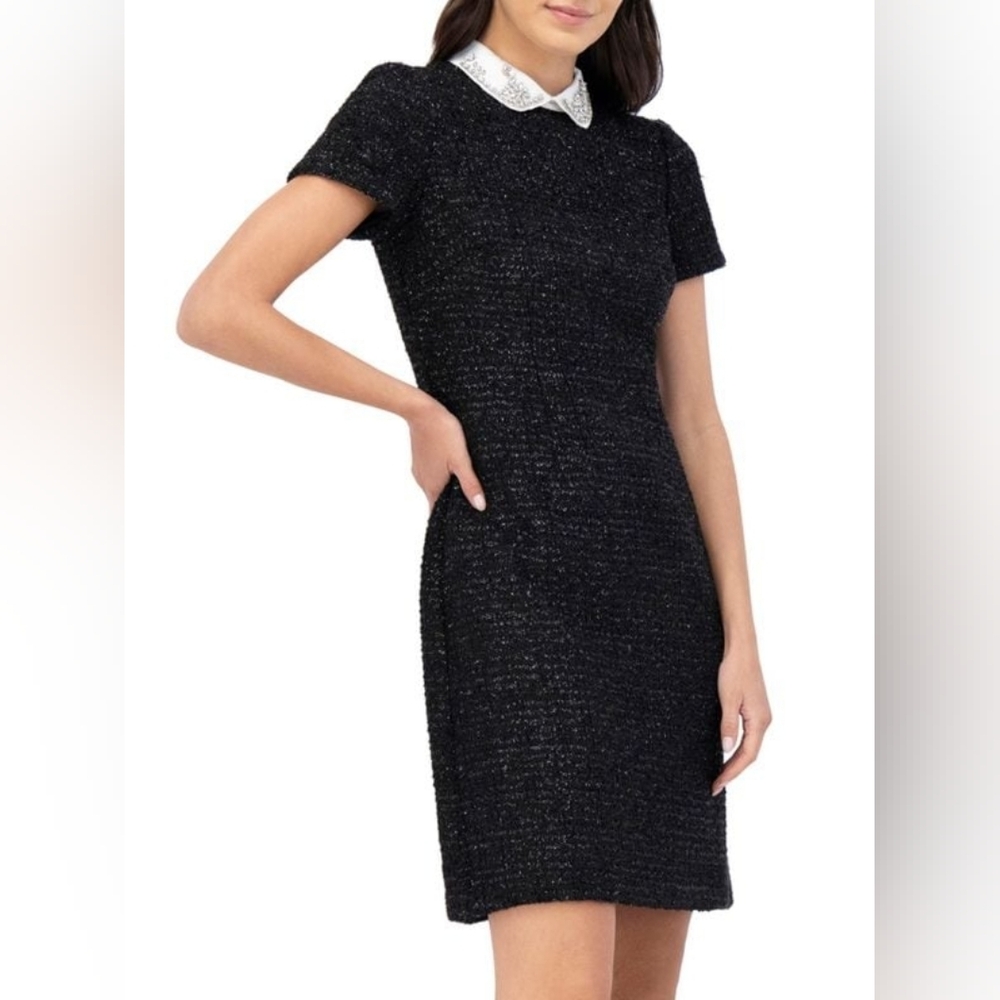 Eliza J Embellished Boucle Shift Minidress Size 16